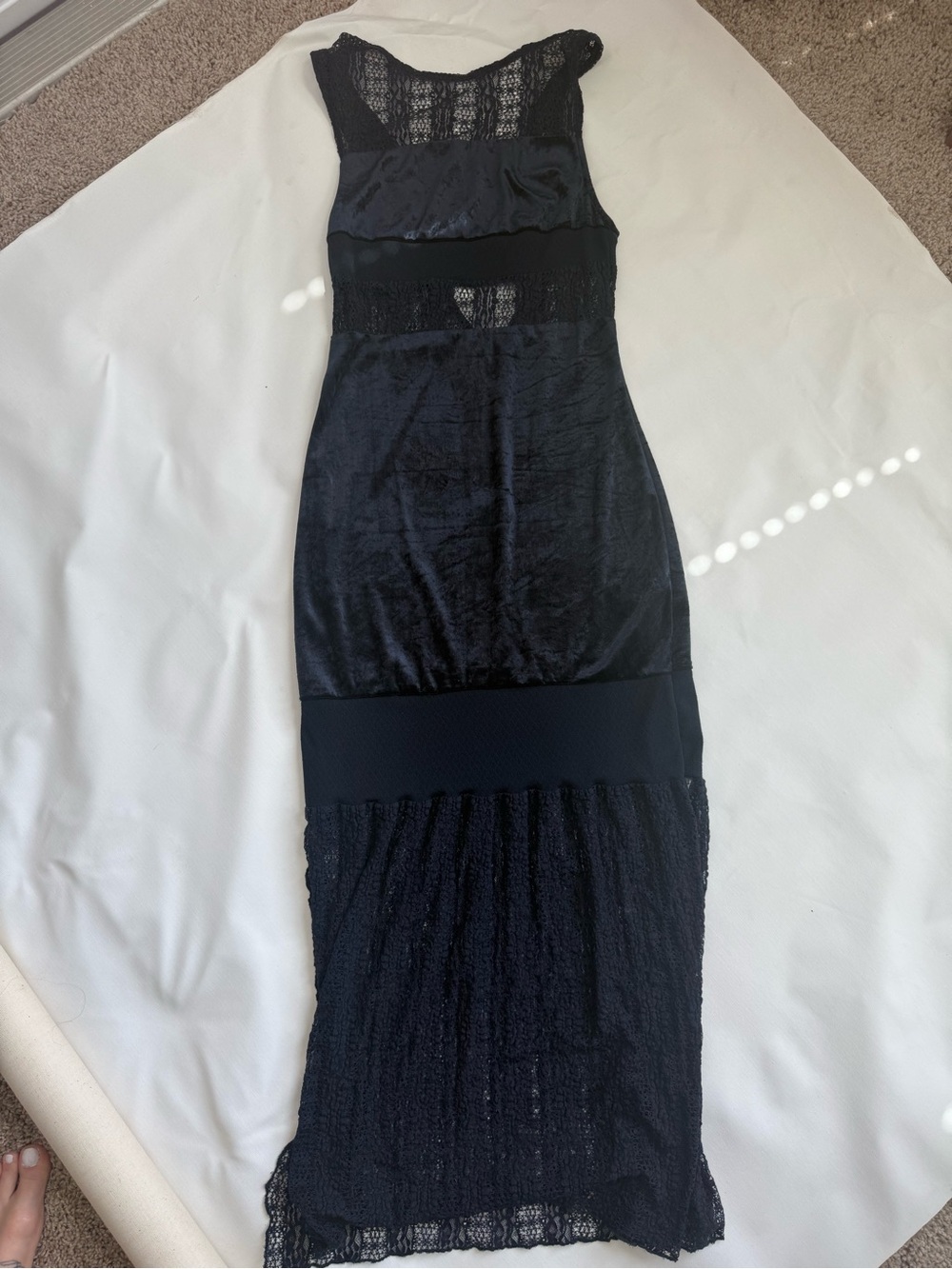 Ink/Blue/Black Lace-Detail Maxi Dress